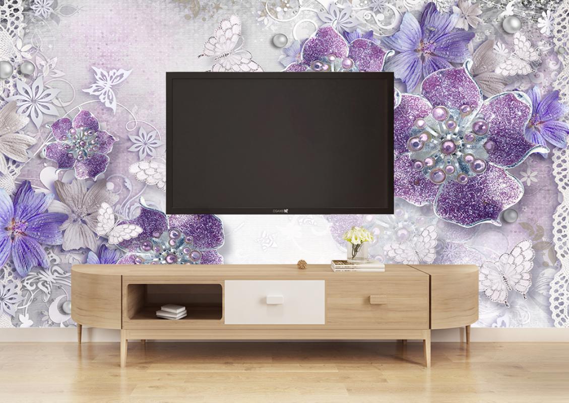 3d Mor desenli duvar kağıdı