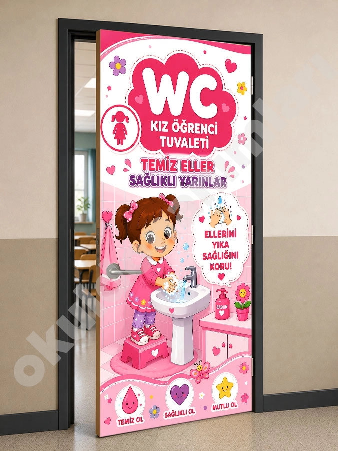 Anaokulu Kız Öğrenci WC Kapı Giydirme