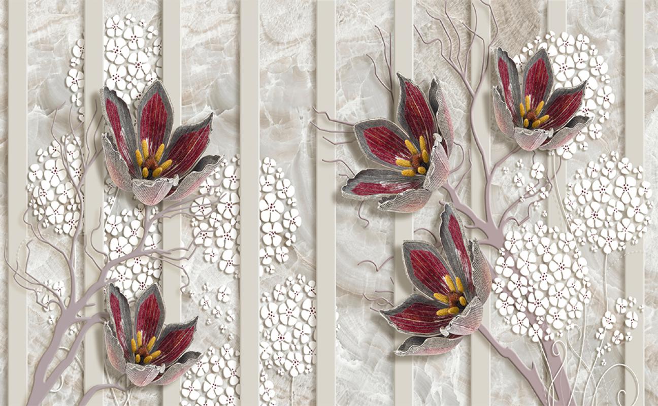 3d çiçek desenli duvar kağıdı