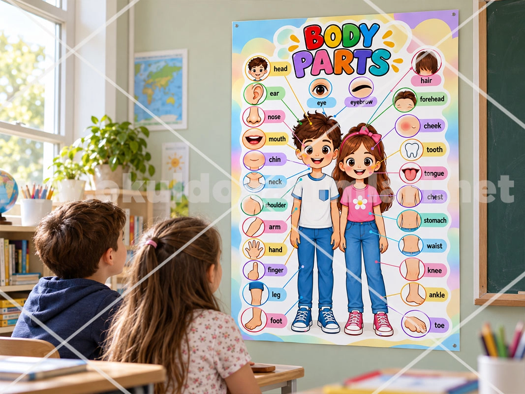 İngilizce Vücut Bölümleri Posteri 