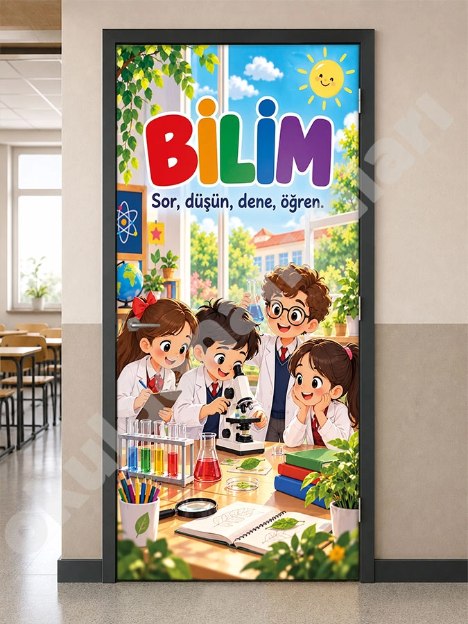 Bilim Temalı Okul Kapı Giydirme
