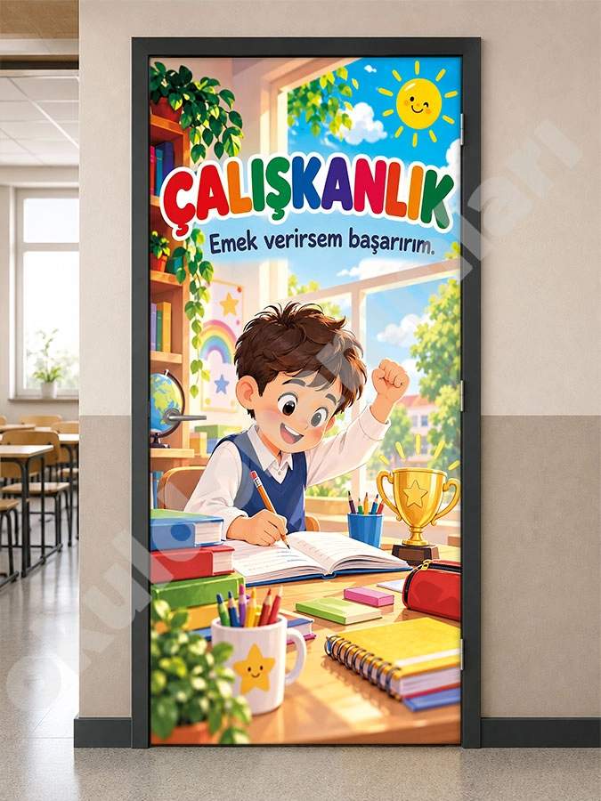 Çalışkanlık Okul Kapı Giydirme