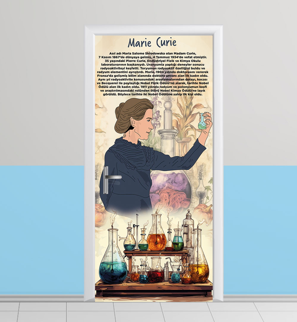 Marie Curie kapı giydirme
