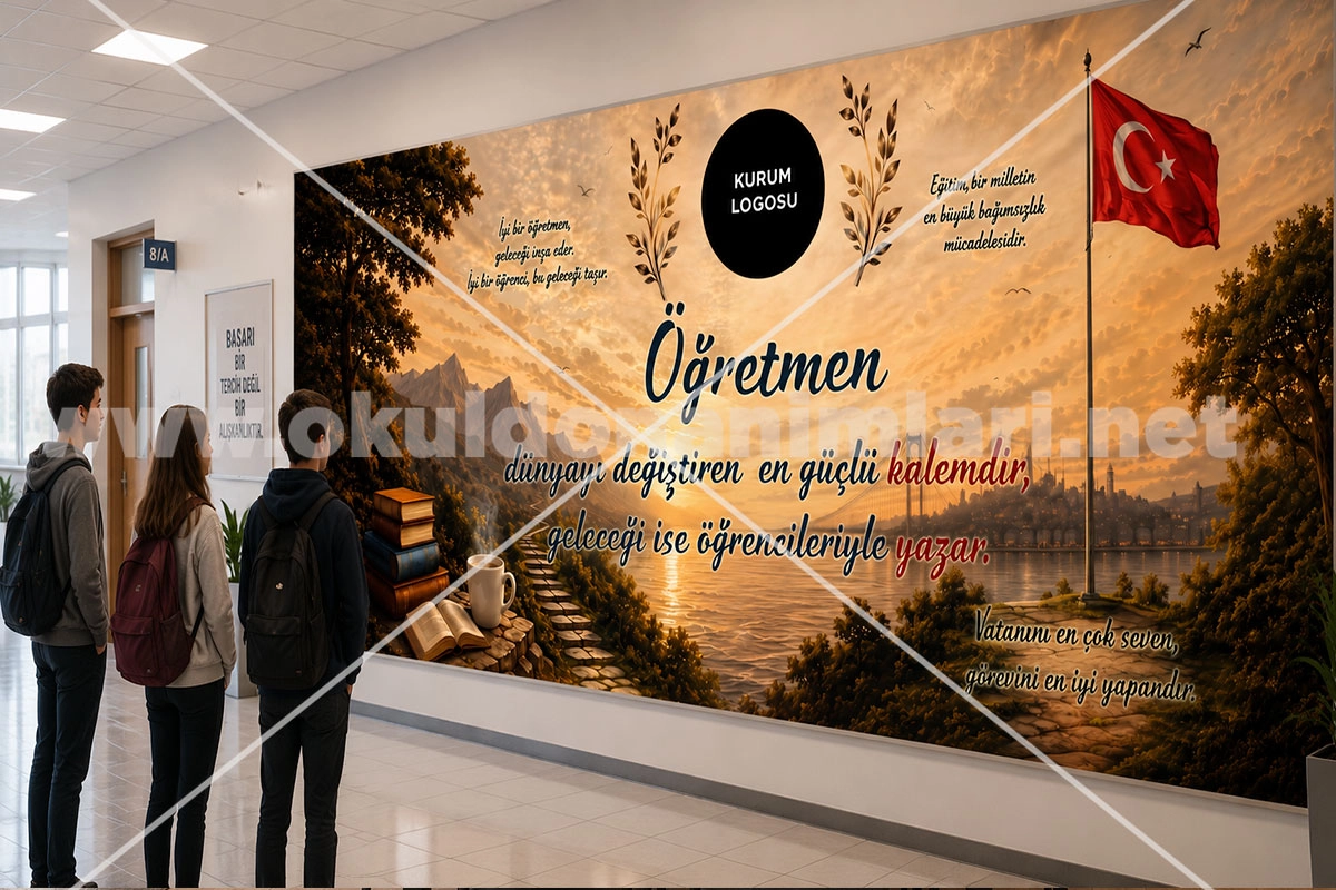 Öğretmen Temalı Okul Posteri