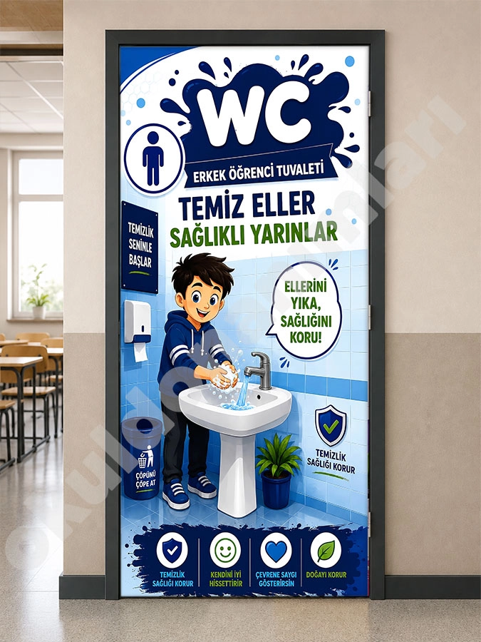 Erkek Öğrenci Tuvaleti Kapı Giydirme