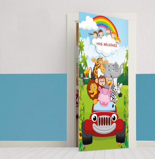 Anaokul kapı giydirme okul posterleri