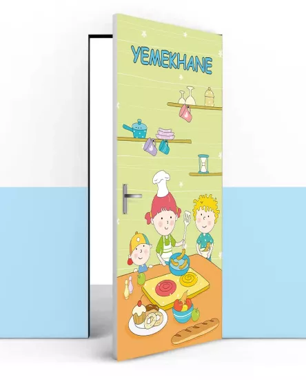 Anaokulu yemekhane kapı giydirme görselleri