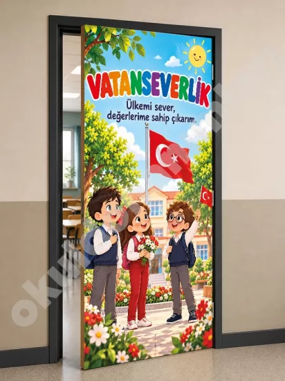 Vatanseverlik Temalı Okul Sınıf Kapısı Giydirmesi 