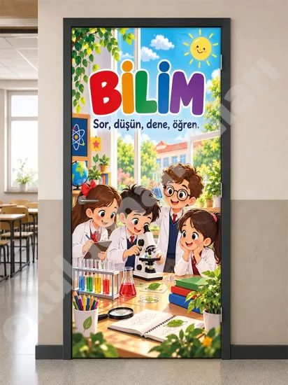 Bilim Temalı Okul Kapı Giydirme