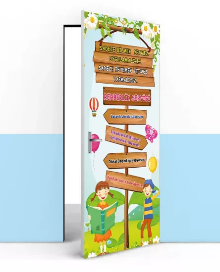 Okul Rehberlik Odası Kapı Kaplama Tasarımı