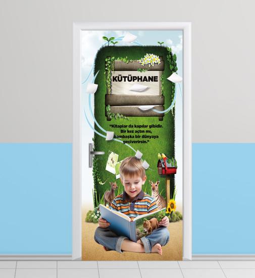 Okul kütüphane kapı kaplama