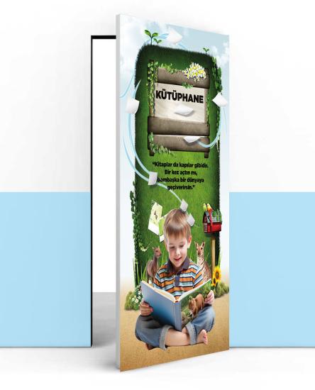 Okul kütüphane kapı kaplama