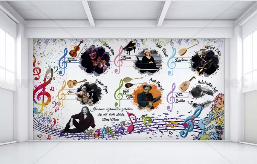 Müzik sınıfı, atölye ve okul koridorları poster