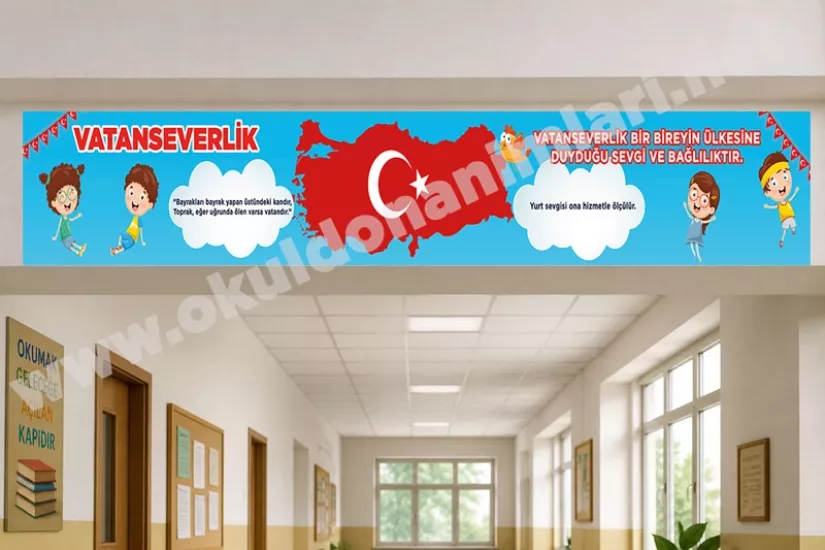 Okul Koridoru Değerler Eğitimi kiriş yazısı