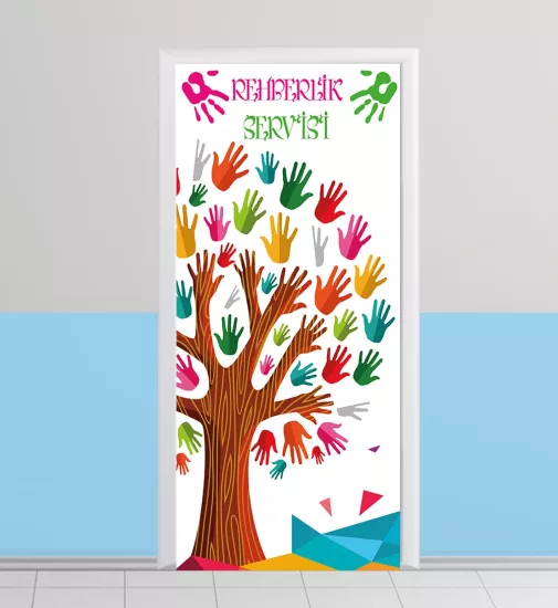 Okul Rehberlik Odası Kapı Kaplama Tasarımı