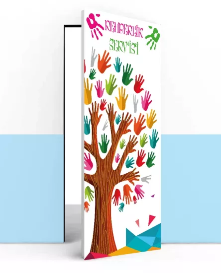 Okul Rehberlik Odası Kapı Kaplama Tasarımı