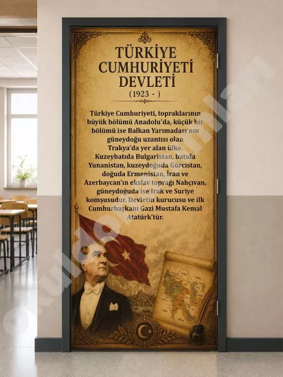 Atatürk Temalı Tarih Sınıfı Kapı Tasarımı
