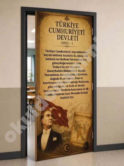 Atatürk Temalı Tarih Sınıfı Kapı Tasarımı