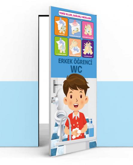 erkek öğrenci tuvalet kapı giydirme