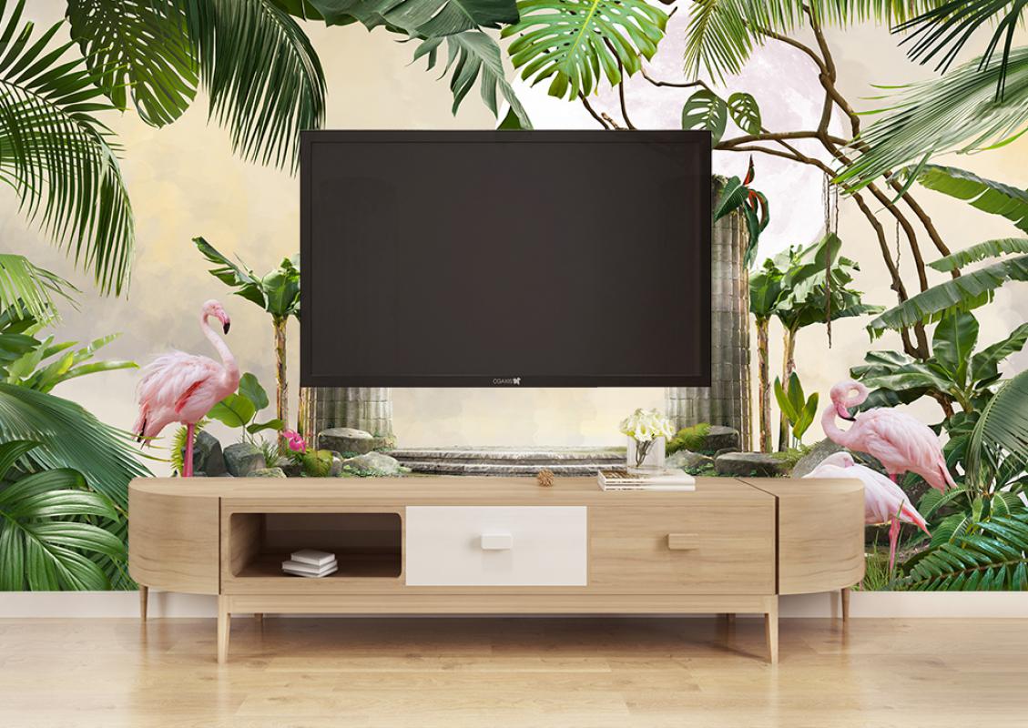 Flamingo yapraklı duvar kağıdı