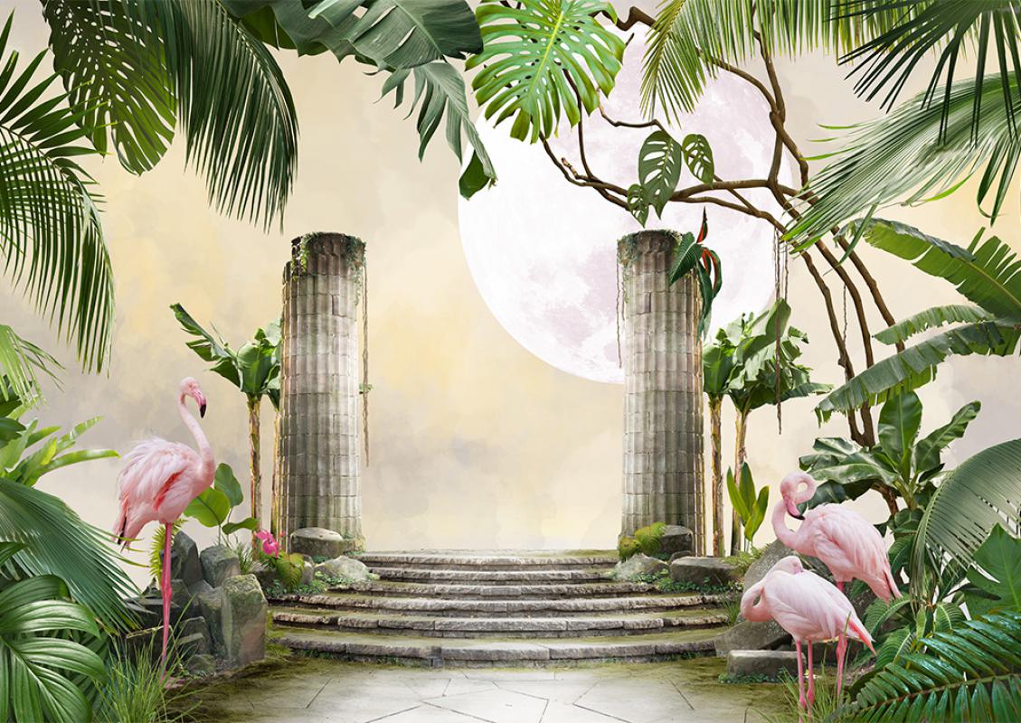 Flamingo yapraklı duvar kağıdı