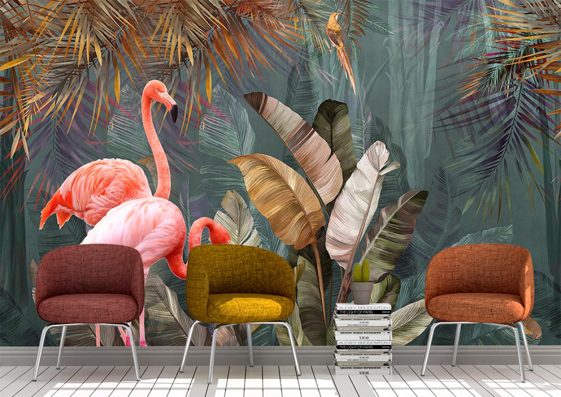 Flamingo yapraklı duvar kağıdı