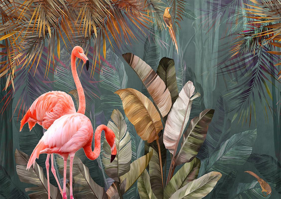 Flamingo yapraklı duvar kağıdı