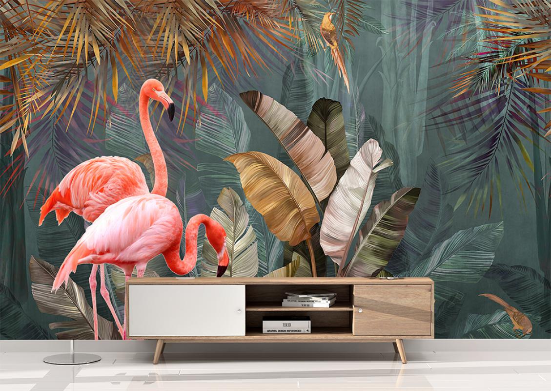 Flamingo yapraklı duvar kağıdı